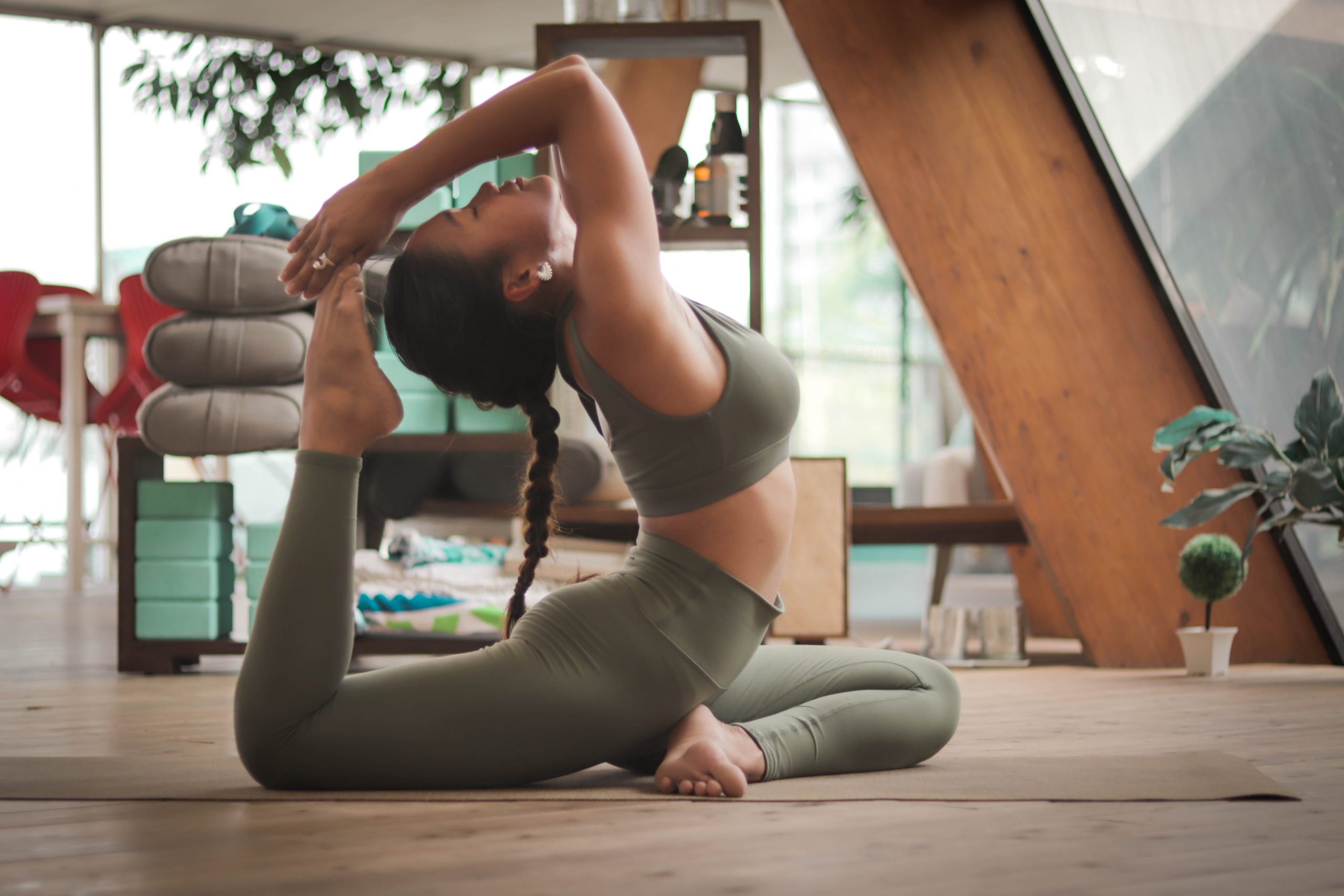 Doing yoga at home